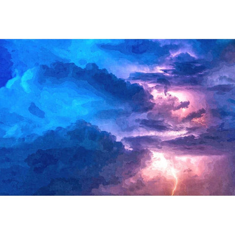Thunderstorm at Night White Modern Wood Framed Art Print by Alpenglow Workshop