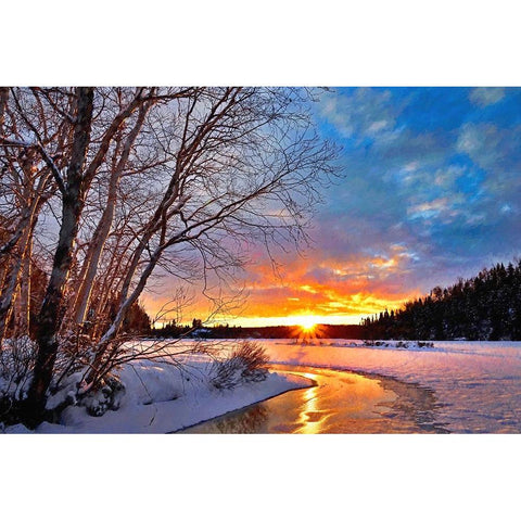 Winter Twilight Black Modern Wood Framed Art Print by Alpenglow Workshop