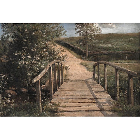 Wooden Bridge Black Modern Wood Framed Art Print by Alpenglow Workshop