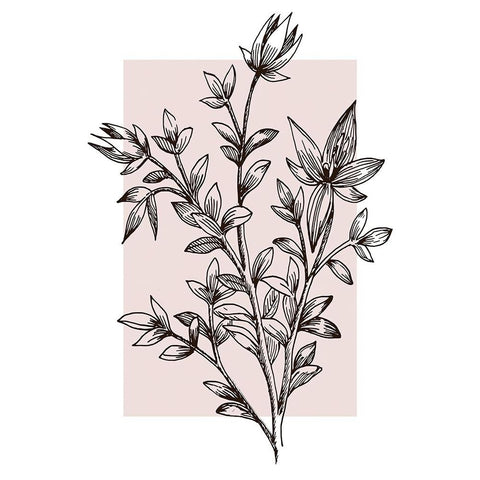 Botanical Branch Black Modern Wood Framed Art Print with Double Matting by Alpenglow Workshop