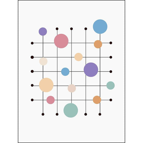 Off the Grid Circles Black Modern Wood Framed Art Print by Alpenglow Workshop