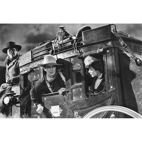 John Wayne, Stagecoach, 1939 Black Modern Wood Framed Art Print with Double Matting by Vintage Hollywood Archive