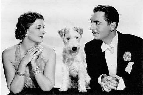 Myrna Loy, Skippy, William Powell, After The Thin Man, 1936 White Modern Wood Framed Art Print with Double Matting by Vintage Hollywood Archive