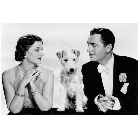 Myrna Loy, Skippy, William Powell, After The Thin Man, 1936 White Modern Wood Framed Art Print by Vintage Hollywood Archive