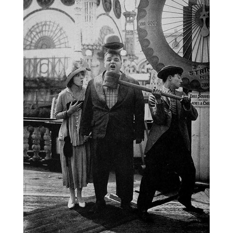 Alice Mann, Roscoe Arbuckle, Buster Keaton, Coney Island White Modern Wood Framed Art Print by Vintage Hollywood Archive