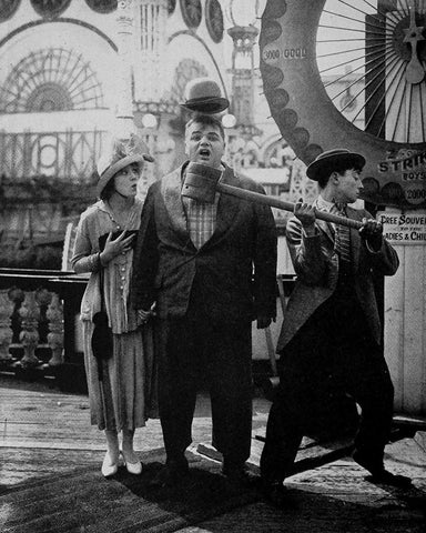 Alice Mann, Roscoe Arbuckle, Buster Keaton, Coney Island Black Ornate Wood Framed Art Print with Double Matting by Vintage Hollywood Archive