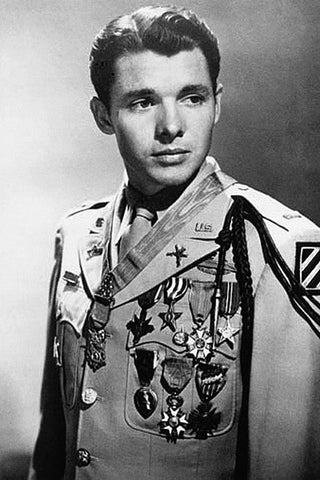 Audie Murphy, 1948 Black Ornate Wood Framed Art Print with Double Matting by Vintage Hollywood Archive