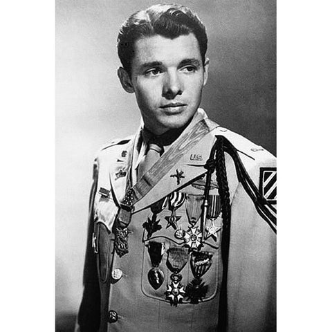 Audie Murphy, 1948 Black Modern Wood Framed Art Print with Double Matting by Vintage Hollywood Archive