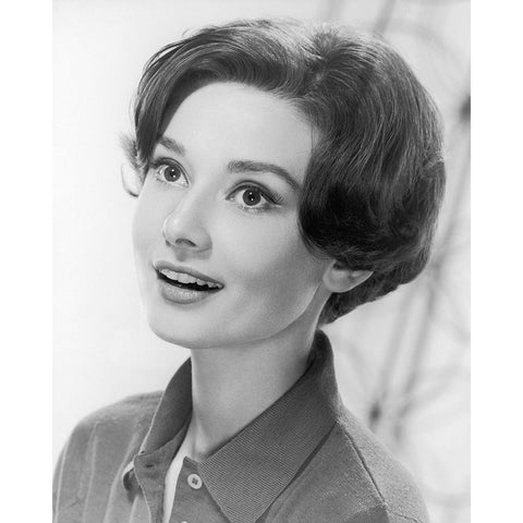 Audrey Hepburn, 1959 White Modern Wood Framed Art Print by Vintage Hollywood Archive