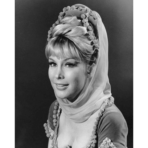 Barbara Eden as Jeannie, 1966 Black Modern Wood Framed Art Print with Double Matting by Vintage Hollywood Archive