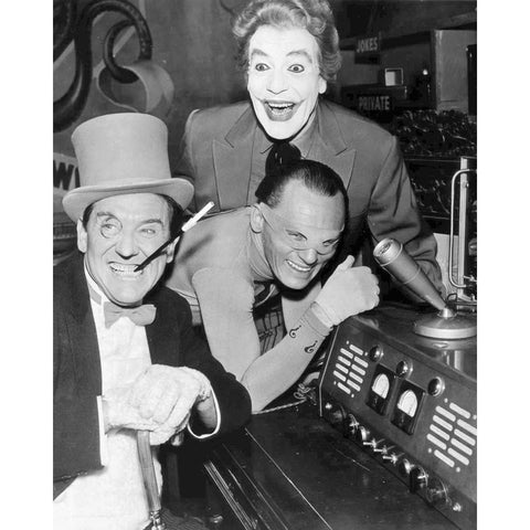 Batman Villains, The Penguin, The Riddler, The Joker, 1967 White Modern Wood Framed Art Print by Vintage Hollywood Archive