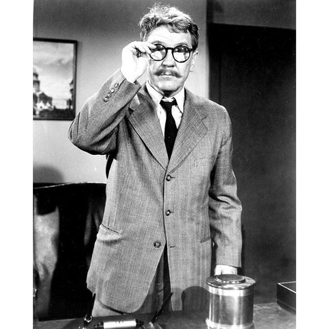 Burgess Meredith, The Twilight Zone White Modern Wood Framed Art Print by Vintage Hollywood Archive