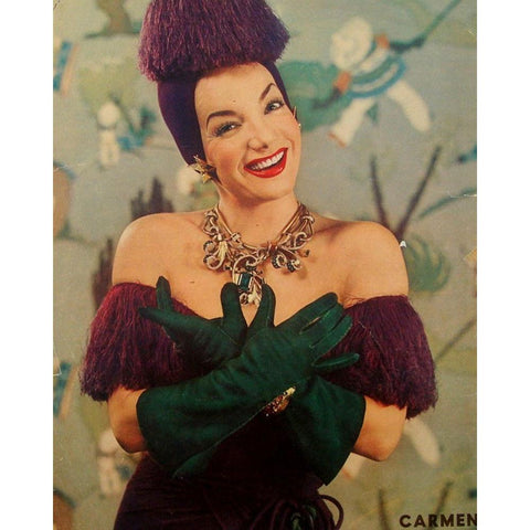 Carmen Miranda, 1943 Black Modern Wood Framed Art Print by Vintage Hollywood Archive