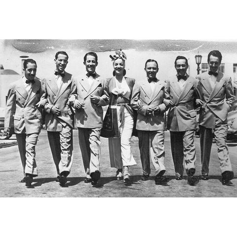 Carmen Miranda, Com o Bando da Lua, Los Angeles, 1942 Gold Ornate Wood Framed Art Print with Double Matting by Vintage Hollywood Archive