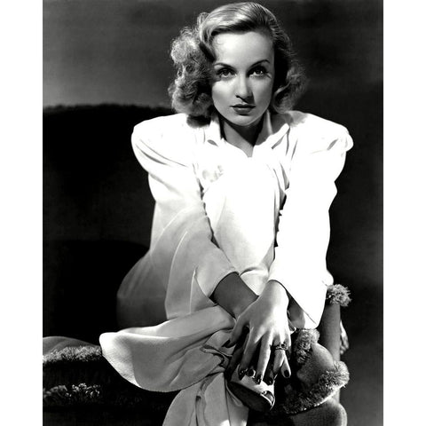 Carole Lombard White Modern Wood Framed Art Print by Vintage Hollywood Archive