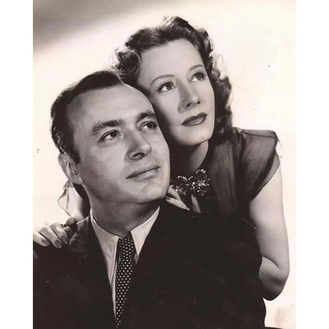 Charles Boyer, Irene Dunne, 1944 Black Modern Wood Framed Art Print with Double Matting by Vintage Hollywood Archive