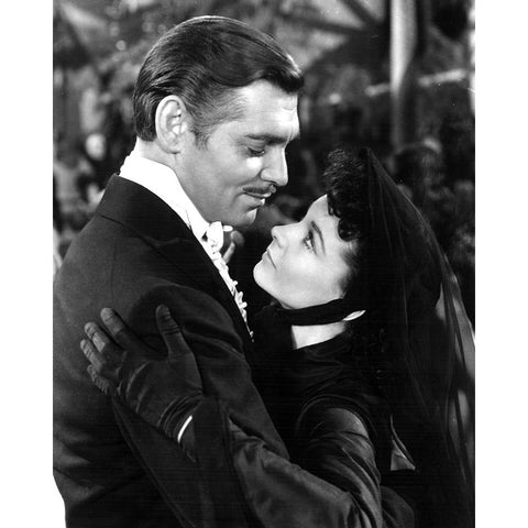 Clark Gable, Vivien Leigh, Gone with the Wind Black Modern Wood Framed Art Print with Double Matting by Vintage Hollywood Archive