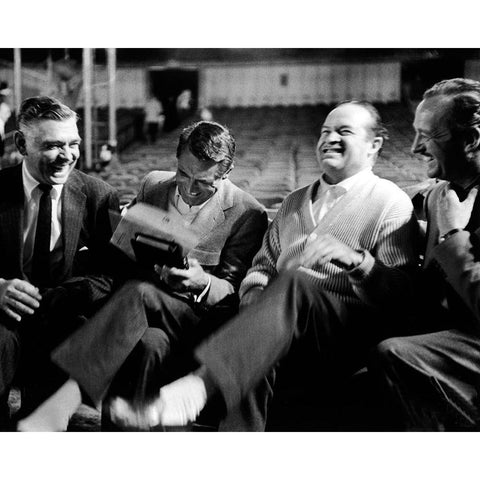 Clark Gable, Cary Grant, Bob Hope, David Niven, 1950 White Modern Wood Framed Art Print by Vintage Hollywood Archive