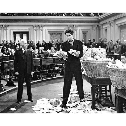 Claude Rains, James Stewart, Mr Smith Goes to Washingon, 1939 White Modern Wood Framed Art Print by Vintage Hollywood Archive