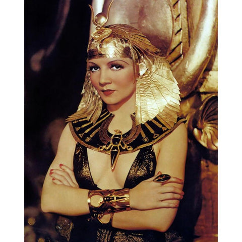 Claudette Colbert, Cleopatra, 1934 White Modern Wood Framed Art Print by Vintage Hollywood Archive