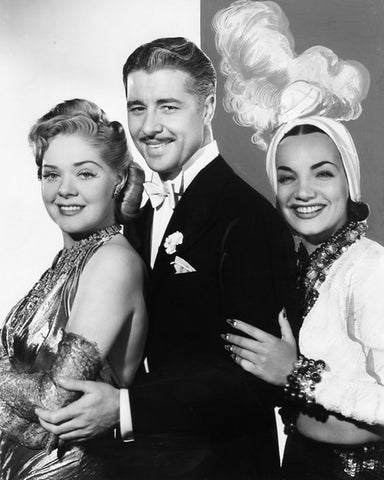 Don Ameche, Alice Faye, Carmen Miranda, That Night in Rio, 1941 White Modern Wood Framed Art Print with Double Matting by Vintage Hollywood Archive