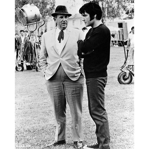 Elvis Presley, Colonel Tom Parker, 1969 Black Modern Wood Framed Art Print by Vintage Hollywood Archive