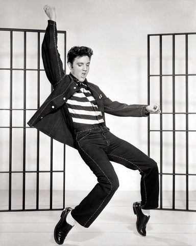 Elvis Presley, Jailhouse Rock I White Modern Wood Framed Art Print with Double Matting by Vintage Hollywood Archive