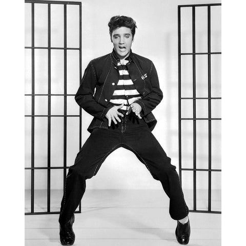 Elvis Presley, Jailhouse Rock II White Modern Wood Framed Art Print by Vintage Hollywood Archive