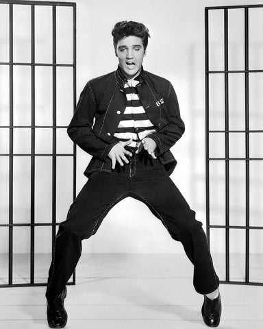 Elvis Presley, Jailhouse Rock II White Modern Wood Framed Art Print with Double Matting by Vintage Hollywood Archive