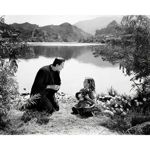 Frankenstein and Maria, 1931 Gold Ornate Wood Framed Art Print with Double Matting by Vintage Hollywood Archive