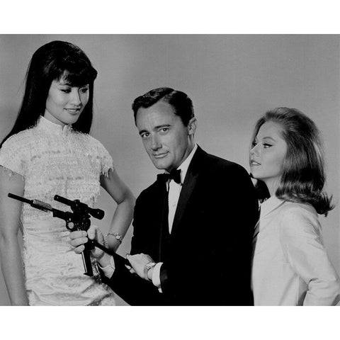 Grace Lee, Robert Vaughn, and May Heatherly, 1964 White Modern Wood Framed Art Print by Vintage Hollywood Archive