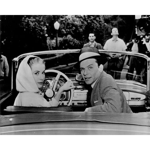 Grace Kelly, Frank Sinatra, 1956 Black Modern Wood Framed Art Print with Double Matting by Vintage Hollywood Archive