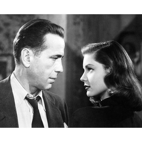 Humphrey Bogart, Lauren Bacall, The Big Sleep, 1954 White Modern Wood Framed Art Print by Vintage Hollywood Archive