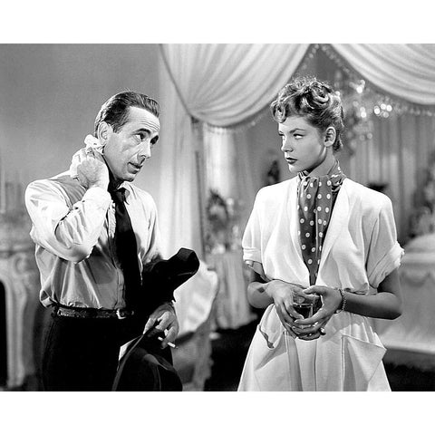 Humphrey Bogart, Lauren Bacall White Modern Wood Framed Art Print by Vintage Hollywood Archive