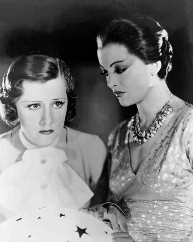 Irene Dunne, Myrna Loy, Thirteen Women, 1932 White Modern Wood Framed Art Print with Double Matting by Vintage Hollywood Archive