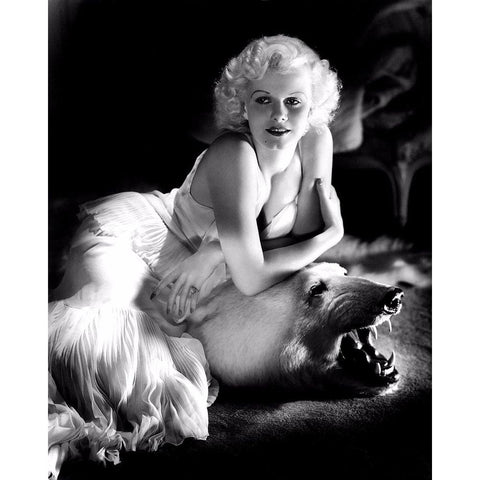 Jean Harlow White Modern Wood Framed Art Print by Vintage Hollywood Archive