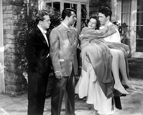 John Howard, Cary Grant, Katharine Hepburn, James Stewart, 1940 White Modern Wood Framed Art Print with Double Matting by Vintage Hollywood Archive