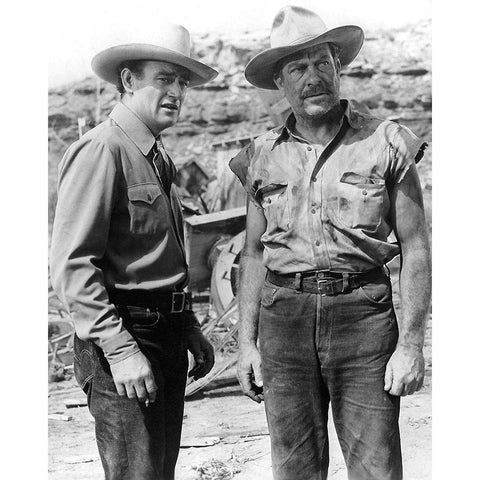 John Wayne, Grant Withers, Old Oklahoma, 1943 White Modern Wood Framed Art Print by Vintage Hollywood Archive