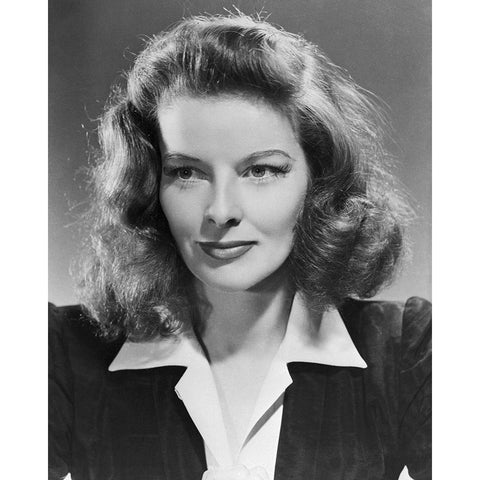 Katharine Hepburn Black Modern Wood Framed Art Print with Double Matting by Vintage Hollywood Archive