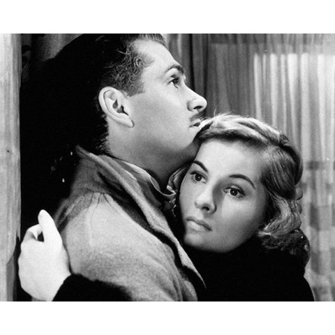 Joan Fontaine, Laurence Olivier White Modern Wood Framed Art Print by Vintage Hollywood Archive