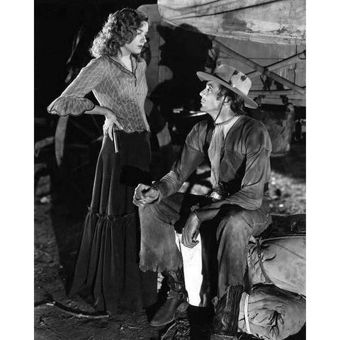 Lili Damita, Gary Cooper,Â Fighting Caravans, 1931 White Modern Wood Framed Art Print by Vintage Hollywood Archive