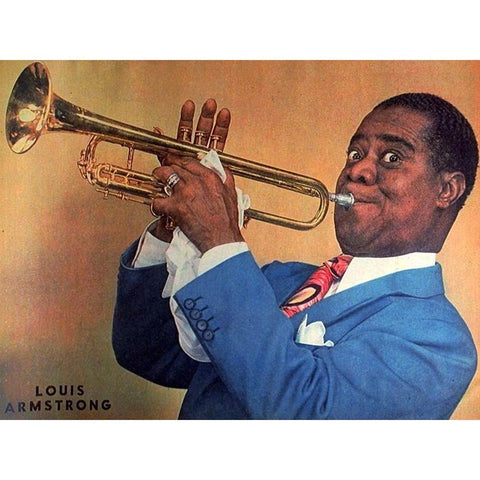 Louis Armstrong White Modern Wood Framed Art Print by Vintage Hollywood Archive