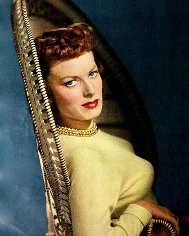 Maureen OHara Black Ornate Wood Framed Art Print with Double Matting by Vintage Hollywood Archive