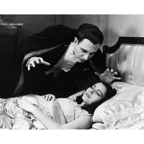 Lupita Tovar, Carlos Villarias, Dracula, 1931 White Modern Wood Framed Art Print by Vintage Hollywood Archive