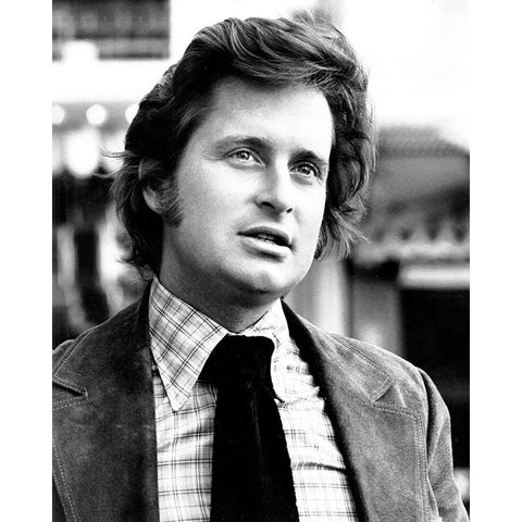 Michael Douglas,Â The Streets of San Francisco, 1975 White Modern Wood Framed Art Print by Vintage Hollywood Archive