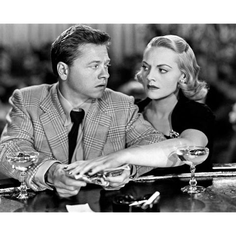 Mickey Rooney, Jeanne Cagney, Quicksand, 1950 White Modern Wood Framed Art Print by Vintage Hollywood Archive