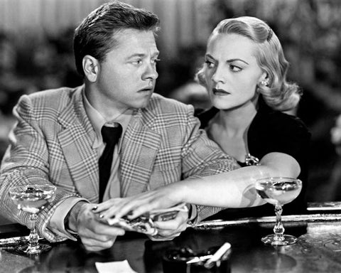 Mickey Rooney, Jeanne Cagney, Quicksand, 1950 White Modern Wood Framed Art Print with Double Matting by Vintage Hollywood Archive