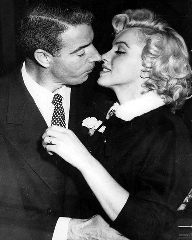 Marilyn Monroe, Joe DiMaggio Black Ornate Wood Framed Art Print with Double Matting by Vintage Hollywood Archive