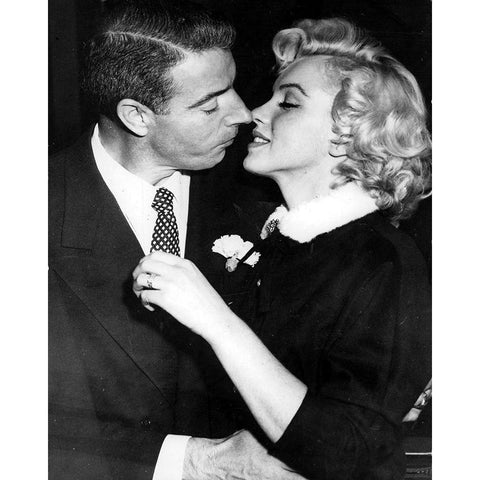 Marilyn Monroe, Joe DiMaggio White Modern Wood Framed Art Print by Vintage Hollywood Archive