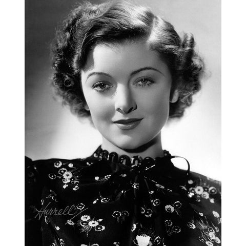 Myrna Loy Black Modern Wood Framed Art Print with Double Matting by Vintage Hollywood Archive